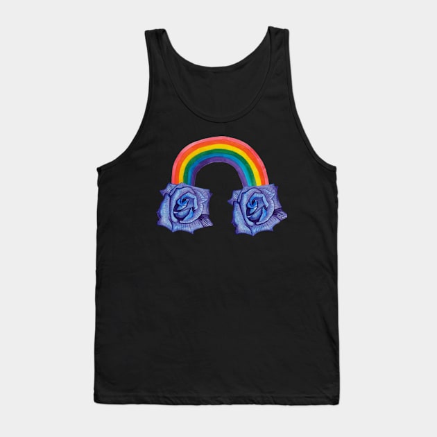 Violet rose with rainbow and clouds Tank Top by deadblackpony